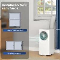 HOMCOM Ar Condicionado Portátil 9000 BTU Baixo Consumo Climatizador Portátil 4 em 1 Arrefecimento Desumidificador Ventoinha Modo Sono Temporizador 24H  para 33 m² 31x35x68 cm Branco(m-8)
