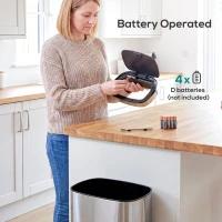 HOMCOM Stainless Steel Kitchen Sensor Dustbin Automatic Touchless Rubbish Garbage Waste Bin 48L Silver(m-7)