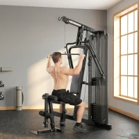 SPORTNOW Multi Gym with Adjustable Seat and Back, All in One Home Gym Machine with 45kg Weight Stack for Full Body Strength Training(m-14)