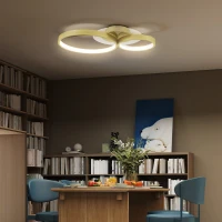 HOMCOM Candeeiro de Teto LED 40W Candeeiro Moderno com Iluminação LED 3000K/4000K/6500K 59x38x7,4 cm Dourado(m-9)