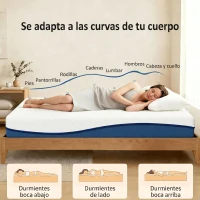 HOMCOM Colchón 190x140 cm Grosor 20 cm Colchón Viscoelástico con Té Verde Firmeza Media Cama Refrescante con Espuma de Gel(m-5)