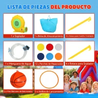 AIYAPLAY Castillo Hinchable Acuático 8 en 1 con Soplador 550W Tobogán Trampolín Escalada Piscina Portería Canasta Lanzamiento(m-8)