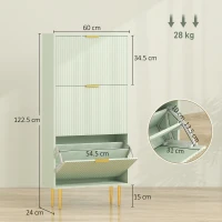 HOMCOM Elegant Three-Drawer Shoe Cabinet - Light Green(m-3)