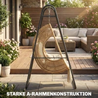 Outsunny Gestell für Hängesessel in A-Form Stahl Ständer Sockel für Hängekorb bis 150kg für Indoor Outdoor, Schwarz(m-4)