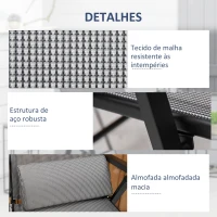 Outsunny Cadeira Reclinável Dobrável de Jardim com Encosto Ajustável em 9 Posições e Almofada Lombar 70x65x111 cm Cinzento(m-6)