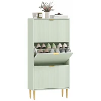 HOMCOM Elegant Three-Drawer Shoe Cabinet - Light Green(m-10)