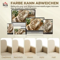 HOMCOM Sofa 2 Sitzer Couch mit 2 Wurfkissen, Stauraum Massivholzfüßen Kleine Modern Loveseat Corduroy 117 x 63 x 79 cm Beige(m-7)