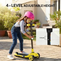 AIYAPLAY Three-Wheel Foldable Electric Scooter for Kids Aged 6-10 Years, Yellow(m-6)