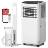HOMCOM Ar Condicionado Portátil 10.000 BTU com WiFi Arrefecimento Desumidificador Ventoinha Temporizador Controlo Remoto e Ecrã LED para 30 m² 33x28x71 cm Branco(m-12)