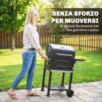 Outsunny Barbecue a Carbone con Termometro per Patio e Giardino, Nero(m-9)