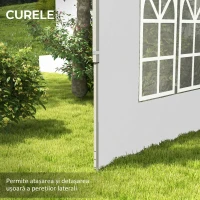 Outsunny Pereți Laterali pentru Foișor 3x3 sau 3x4 cu Ferestre Incluse, din Plastic și Țesătură Oxford, 295x195 cm, Alb(m-5)