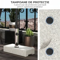 Outsunny Bază pentru umbrelă de grădină 25kg pentru tije de Ø32mm, Ø38mm și Ø48mm, din granit și oțel inoxidabil, 45x22.5x40 cm, gri(m-6)