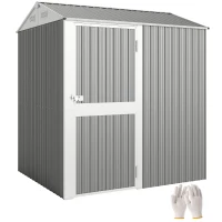 Outsunny Casetta da Giardino Alta in Acciaio da 3.51m² con Prese d'Aria e Porta Bloccabile, 209x177x236 cm, Argento(m-11)