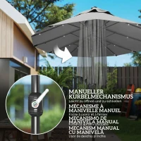 Outsunny Umbrelă dublă cu bază în formă de cruce și lumini solare, 295x150x219cm, gri(m-11)
