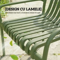 Outsunny Set 4 Scaune de Grădină Stivuibile din Plastic Anti-UV, Scaune pentru Prânz în Exterior cu Spătar Ergonomic cu Lamele și Mânere, pentru Terasă Balcon Grădină Exterior Interior, 55x58,5x81,5 cm, Verde(m-6)