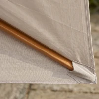 Outsunny Umbrelă de grădină 2x3 m impermeabilă, din lemn cu husă detașabilă din poliester, gri(m-8)