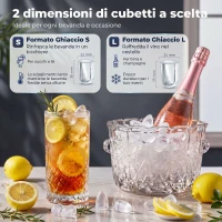 HOMCOM Macchina del Ghiaccio Autopulente da 9 Cubetti in 6-12 Minuti, in PP e Acciaio Inox, 24.2x35.3x33 cm, Nera(m-5)