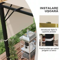 Outsunny Acoperiș pentru Foișor Pergolă 3x3 m din Poliester cu Buzunare și Curele, 488x122 cm, culoare Kaki(m-6)