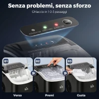 HOMCOM Macchina del Ghiaccio da 9 Cubetti in 6-12 Minuti con Cestello e Paletta Inclusi, 23.8x30.5x29 cm, Nero(m-5)