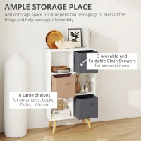 HOMCOM Freestanding 6 Cube Unit Cabinet Unit w/ 3 Fabric Drawers Handles Home Office Storage Shelves White(m-4)