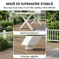 Outsunny Set Masă și Scaune de Grădină 7 Piese, Set Prânz Exterior din Aluminiu cu 6 Scaune Stivuibile, Masă cu Șipci Imitatie Lemn, pentru Terasă, Balcon, Patio, Teak(m-7)