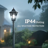 Outsunny 1.9M Garden Lamp Post Light, IP44 Outdoor LED Solar Powered Lantern Lamp with Aluminium Frame for Patio, Pathway and Walkway, Black(m-4)