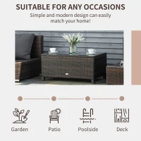 Outsunny PE Rattan Garden Coffee Table with Glass Table Top - Brown(m-15)