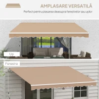 Outsunny Copertină de Soare pentru Exterior Retractabilă cu Brațe și Manivelă, 350x250 cm, Maro(m-5)