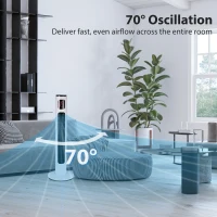 HOMCOM Ventilator turn 45W cu 3 moduri și 3 viteze, temporizator 12h, din ABS, Ø32 x 96A cm, negru și alb(m-5)