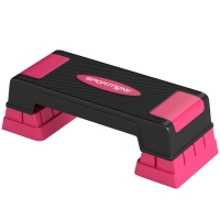 SPORTNOW Planche de step réglable en hauteur Fitness Stepper aérobie 3 niveaux (12/17,5/22,5 cm), tapis antidérapant Noir+Rose