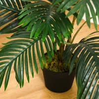 Outsunny Palma in Plastica Decorativa con 20 Foglie, Pianta Finta con Vaso per Interno ed Esterno Alta 140cm(m-5)
