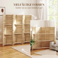 HOMCOM Paravent intérieur en bois 4 panneaux 160 x 170 cm, séparateur de pièce pliable 3 étagères, bois naturel effet brûlé(m-7)