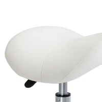 HOMCOM Height Adjustable Saddle Stool with Swivel Wheels, Faux Leather Salon Chair for Hairdressing, Beauty, Tattoo, White(m-17)