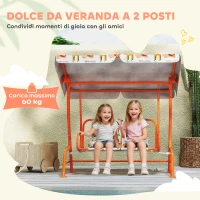 AIYAPLAY Dondolo per Bambini Altalena da Giardino 2 Posti 112x75x120cm Arancione(m-5)