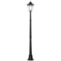 Outsunny 1.9M Garden Lamp Post Light, IP44 Outdoor LED Solar Powered Lantern Lamp with Aluminium Frame for Patio, Pathway and Walkway, Black(m-10)