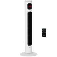 HOMCOM Turmventilator mit Fernbedienung, 96 cm Säulenventilator, 45 W Standventilator mit LED-Anzeige, 70° oszillierend, 3 Modi, Timer, 3 Geschwindigkeiten Weiß(m-11)