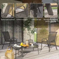 Outsunny Set de 2 Scaune de Exterior pentru Prânz, Scaune Suprapozabile cu Spătar Înalt, Plasă Respirabilă pentru Grădină sau Terasă, Negru(m-6)