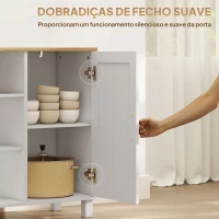 HOMCOM Aparador de Sala com Prateleiras Ajustáveis Compartimento Aberto Pernas de Madeira 110x33x75 cm Branco(m-6)