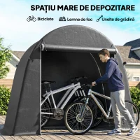 Outsunny Cort de grădină 2,45 x 1,2 m, Impermeabil, cu Ușă Rulabilă și Cadru din Oțel Zincat, Gri Închis(m-5)