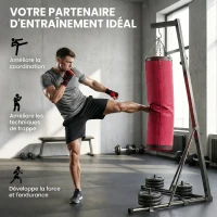 SPORTNOW Support Sac de Frappe Autoportant avec Sac de Frappe et Base Lesté Réglable en Hauteur 175x91x231cm Rouge(m-7)
