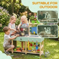 AIYAPLAY Mud Kitchen with Working Faucet, Kids Play Kitchen with Flower Pots, Kitchen Accessories, Planting Tools, Blue(m-8)