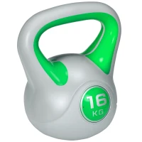 SPORTNOW Kugelhantel, Kettlebell, 16 kg, flache Unterseite, großer Griff, Gewichtkugel, Grün, 27 x 17 x 31 cm(m-11)