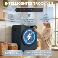 HOMCOM 5kg Ablufttrockner, 1000W Kompakter freistehender Frontlader-Wäschetrockner mit Edelstahltrommel, Timer, Blau(m-4)