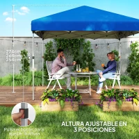 Outsunny Carpa Plegable Pop-up 3x3 m con 2 Paredes Laterales Anti-UV Altura Ajustable Sacos de Arena y Bolsa de Transporte Azul(m-6)