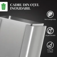 HOMCOM Coș de gunoi cu 2 compartimente de 15L, cu pedală și capac silențios, din oțel inoxidabil și PP, 40x34,8x47,5 cm(m-7)