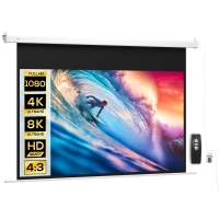 HOMCOM Ecran pentru Proiector 84 Inch cu Telecomandă, din PVC și Metal, 212x8x150 cm, Alb(m-11)