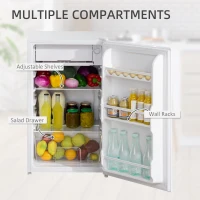 HOMCOM Freestanding 91 Litre Under Counter Fridge with Chiller Box, Reversible Door, Adjustable Temperature, 47.5cm Wide, Noise Level: Decibels 40, White(m-17)