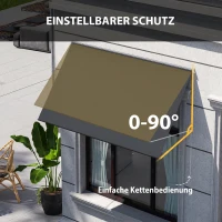 Outsunny Copertină Retractabilă cu Brațe, Deschidere Manuală, Înclinare și Protecție UV30+, 150x120 cm, Gri(m-5)