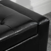HOMCOM PU Leather Storage Ottoman Bench Storage Chest Tufted Ottoman Cube w/ Flipping Top 92L x 40W x 40H cm Black(m-7)