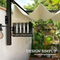 Outsunny Pergolă 3x2 m cu Acoperiș Retractabil și Orificii de Drenare din Oțel și Poliester, Crem(m-4)